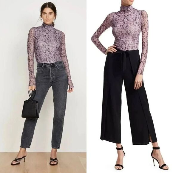 CINQ A SEPT Python Turtleneck In Sea Fog L - Picture 2 of 12